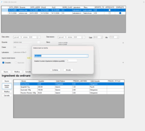 moltiplicatore quantità ricette su ordini docente